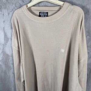 Southpole Mens XXL Waffle Knit Shirt Tan Beige‎ Long Sleeve Y2K Streetwear